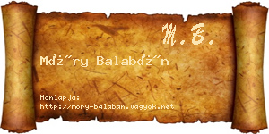 Móry Balabán névjegykártya